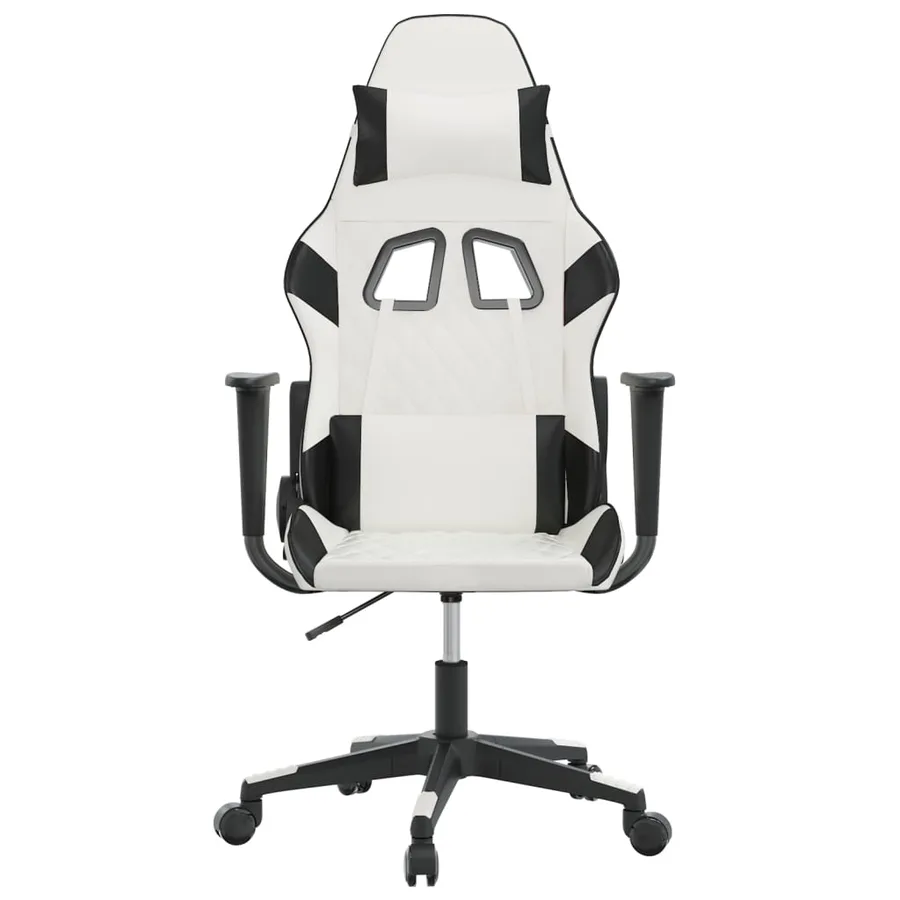 Chaise de jeu de massage Blanc et noir Similicuir - 3