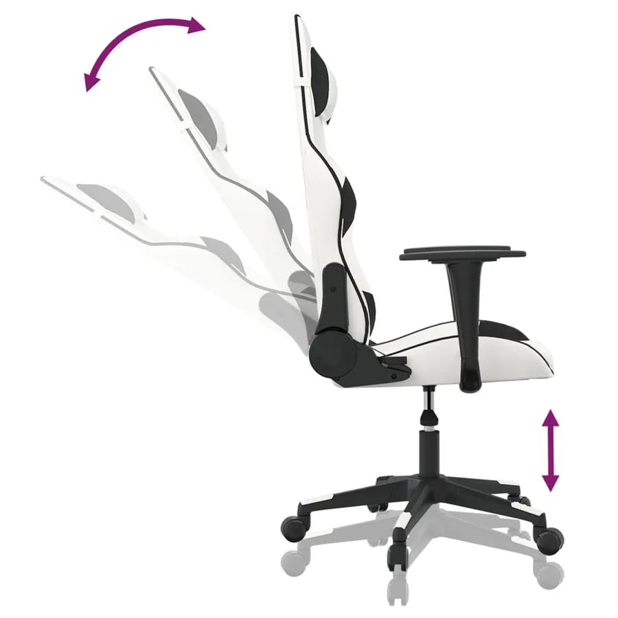 Chaise de jeu de massage Blanc et noir Similicuir - 6