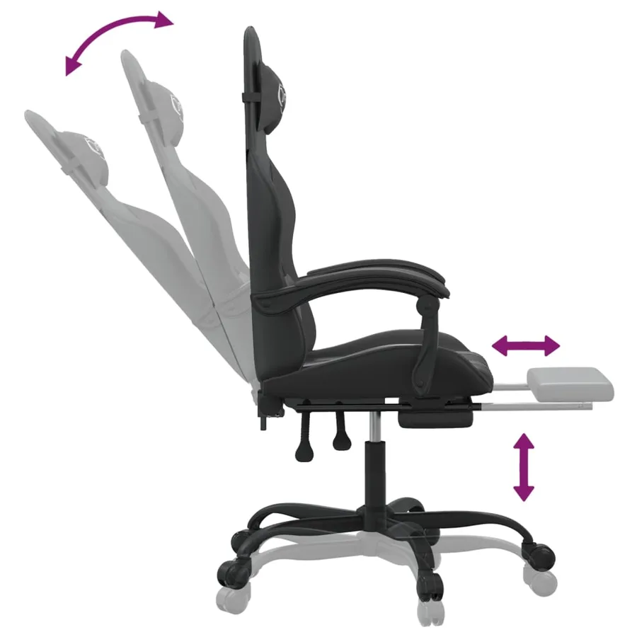 Chaise de jeu pivotante avec repose-pied Noir Similicuir - 11