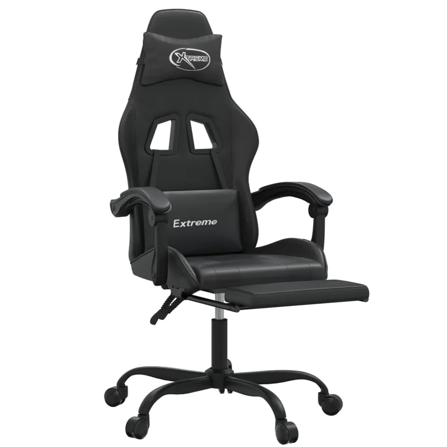 Chaise de jeu pivotante avec repose-pied Noir Similicuir - 6