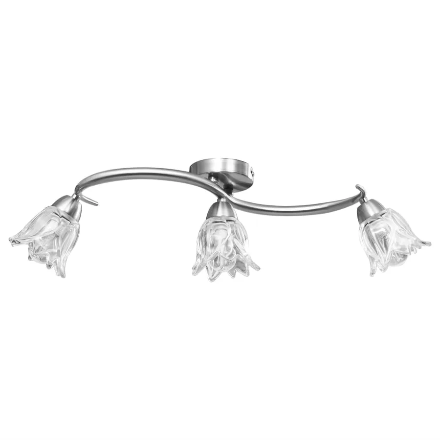 Plafonnier et abat-jour verre transparent 3 ampoules E14 Tulipe - 3