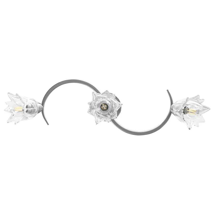 Plafonnier et abat-jour verre transparent 3 ampoules E14 Tulipe - 5
