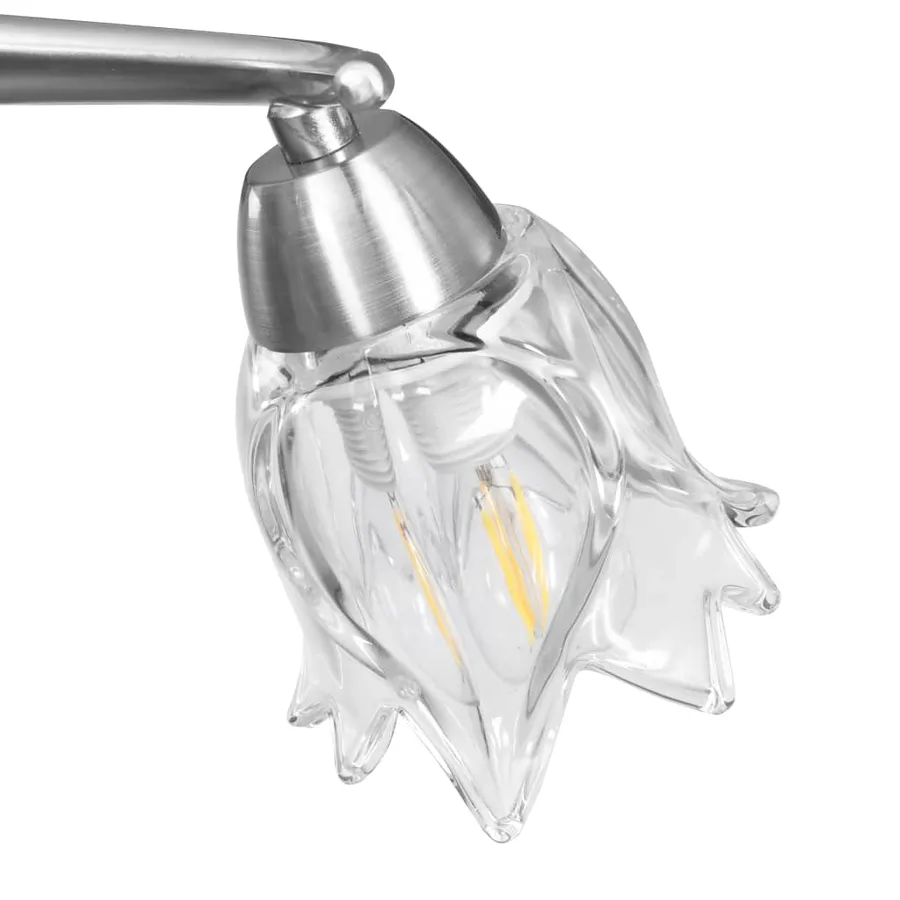 Plafonnier et abat-jour verre transparent 3 ampoules E14 Tulipe - 6