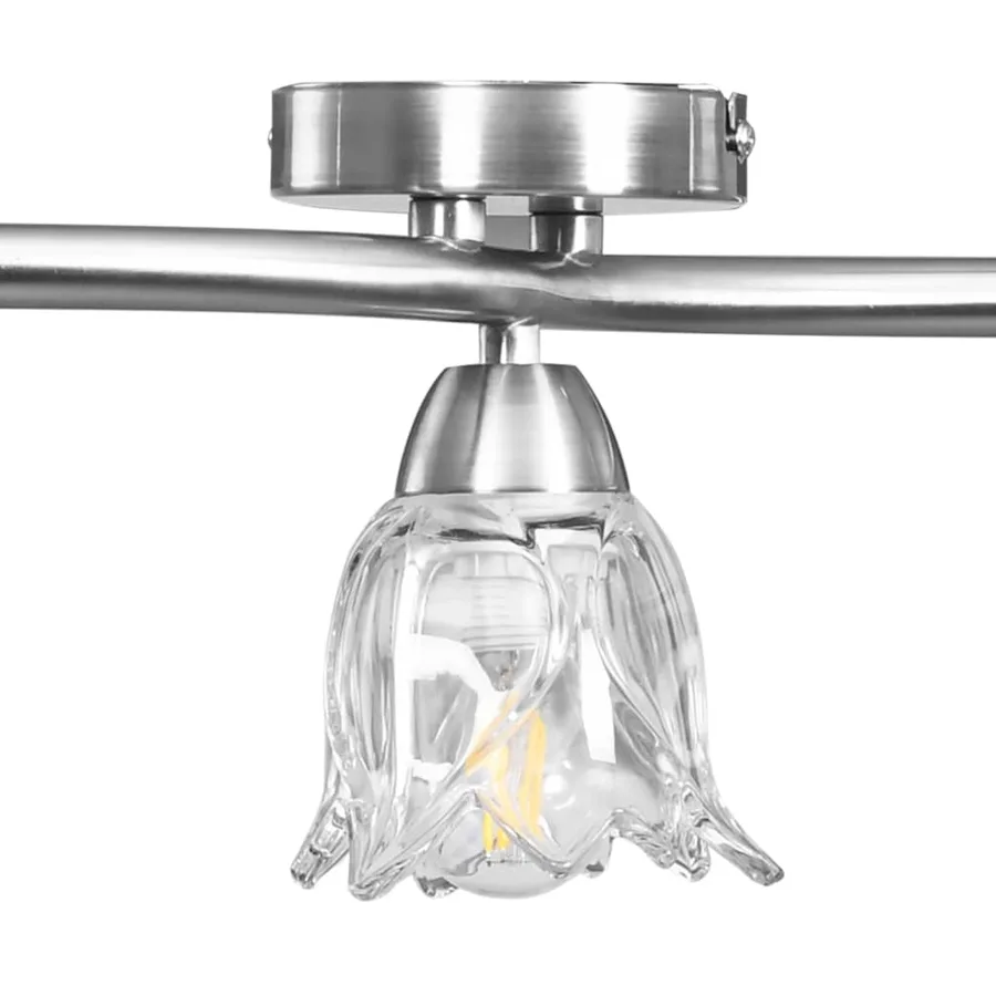 Plafonnier et abat-jour verre transparent 3 ampoules E14 Tulipe - 7