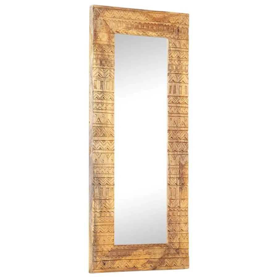 Miroir sculpté à la main 110x50x2,5 cm bois de manguier solide - 6