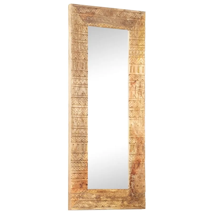 Miroir sculpté à la main 110x50x2,5 cm bois de manguier solide - 8
