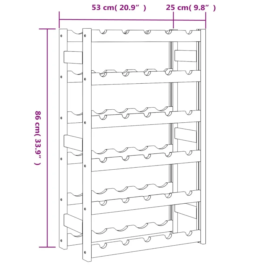 Casier à bouteilles pour 30 bouteilles gris bois pin solide - 7