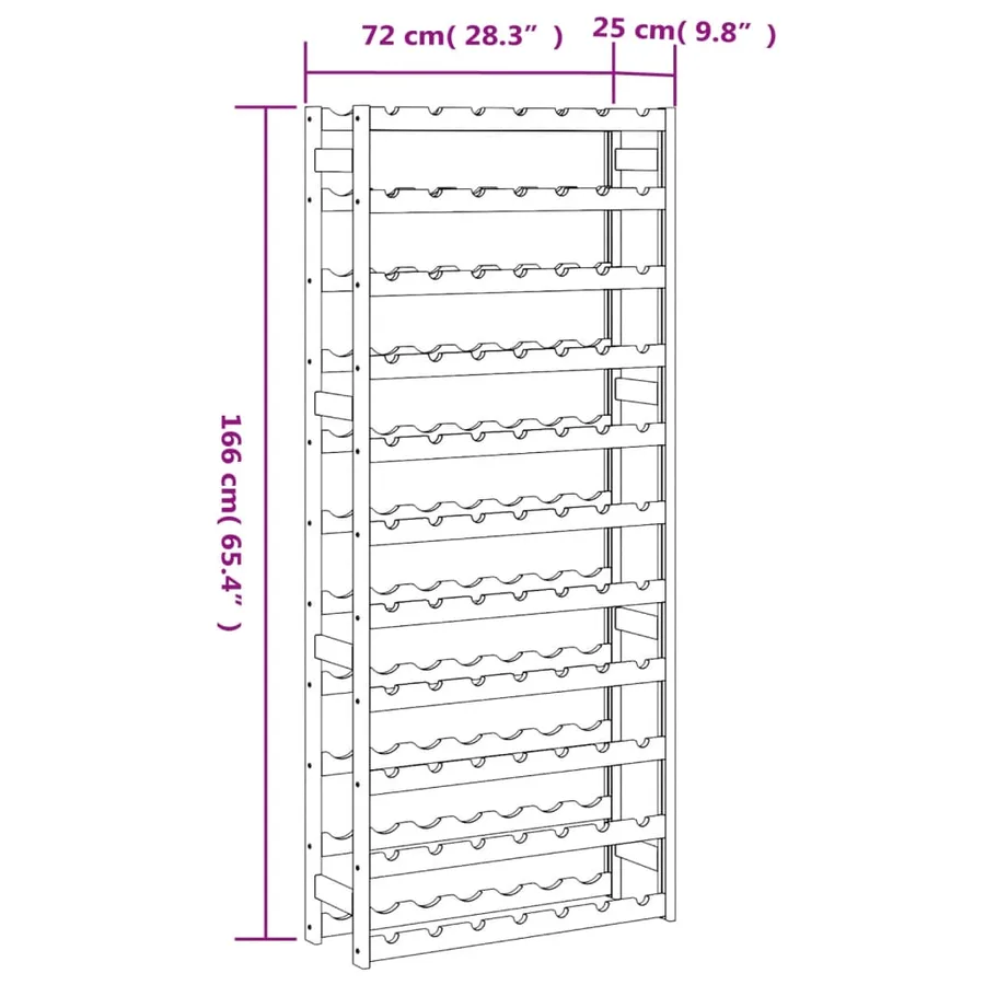 Casier à bouteilles pour 77 bouteilles marron bois pin solide - 7