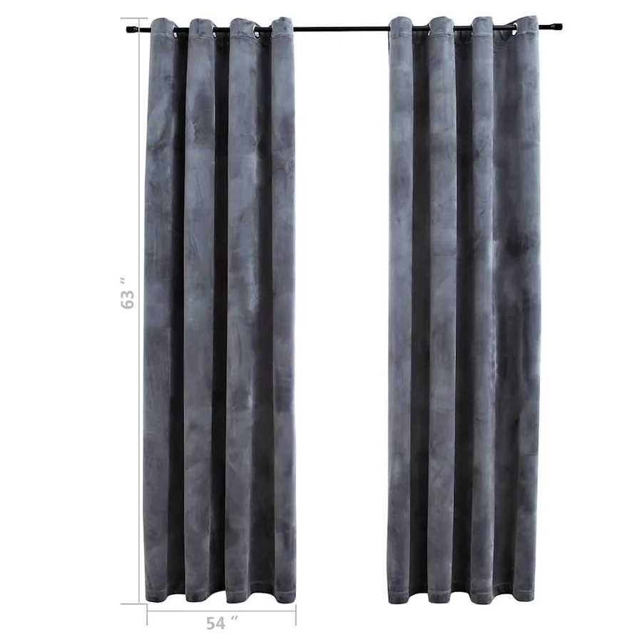 Rideaux occultants et anneaux 2pcs anthracite 137x160cm velours - 6