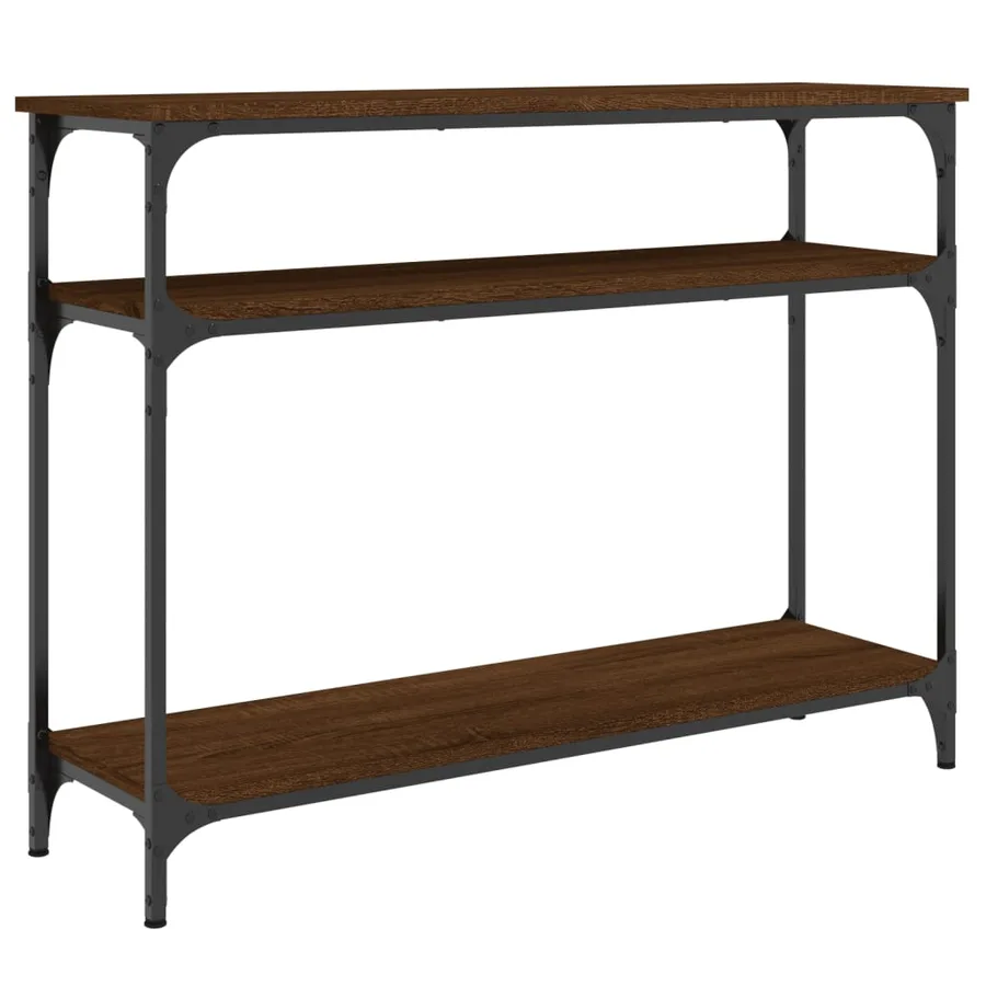 Table console chêne marron 100x29x75 cm bois d'ingénierie - 2