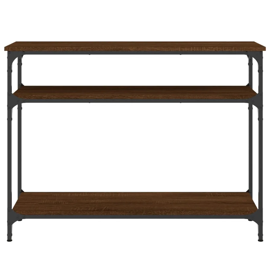 Table console chêne marron 100x29x75 cm bois d'ingénierie - 4