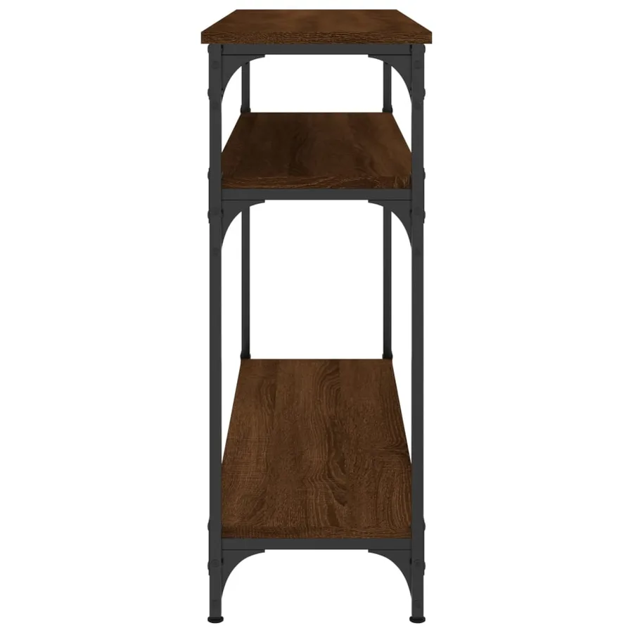 Table console chêne marron 100x29x75 cm bois d'ingénierie - 5