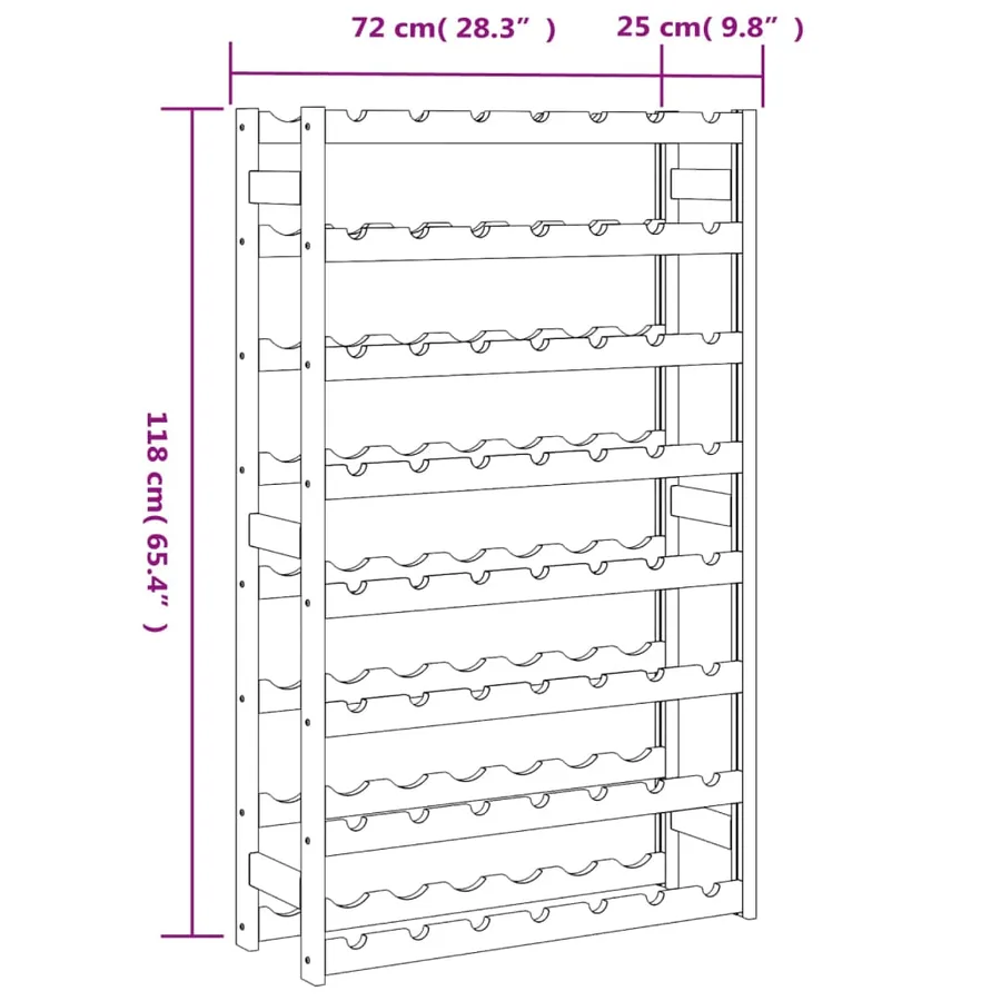 Casier à bouteilles pour 56 bouteilles gris bois pin solide - 7