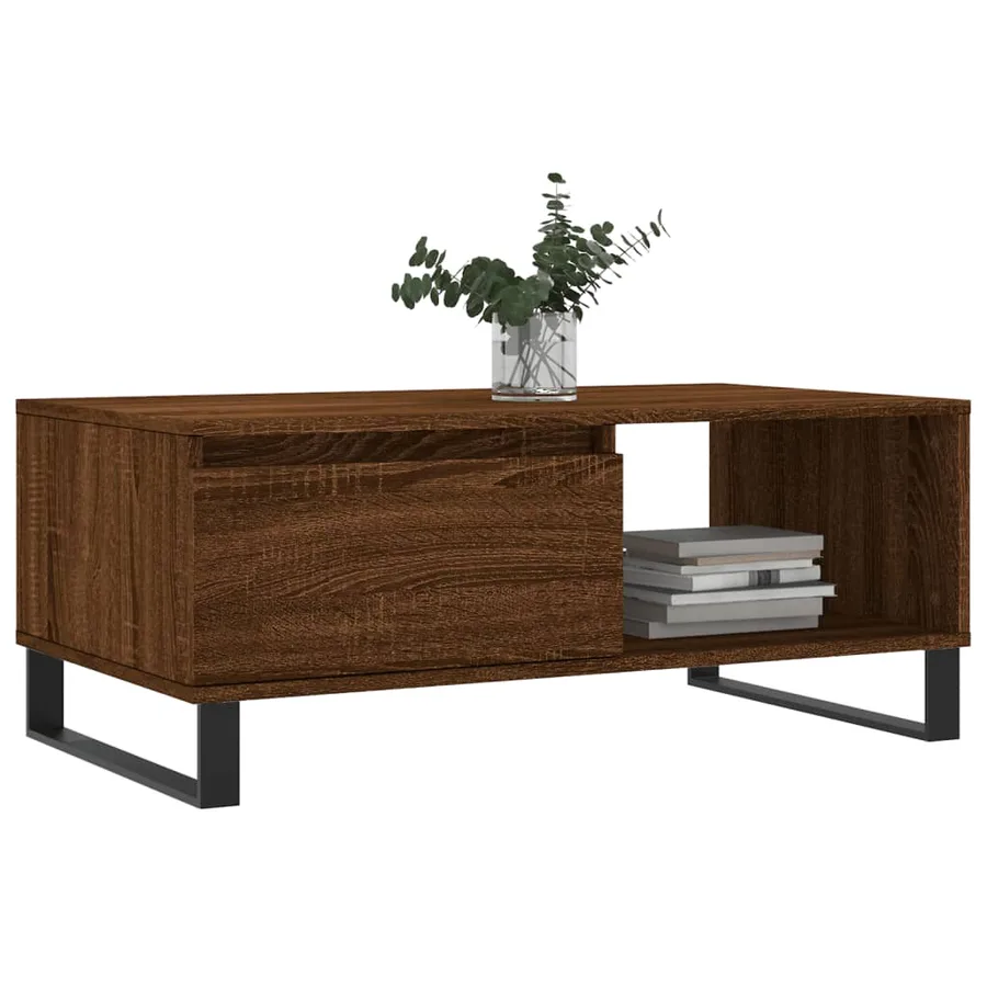 Table basse Chêne marron 90x50x36,5 cm Bois d'ingénierie - 3