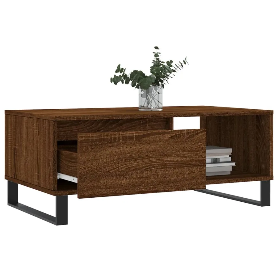 Table basse Chêne marron 90x50x36,5 cm Bois d'ingénierie - 4