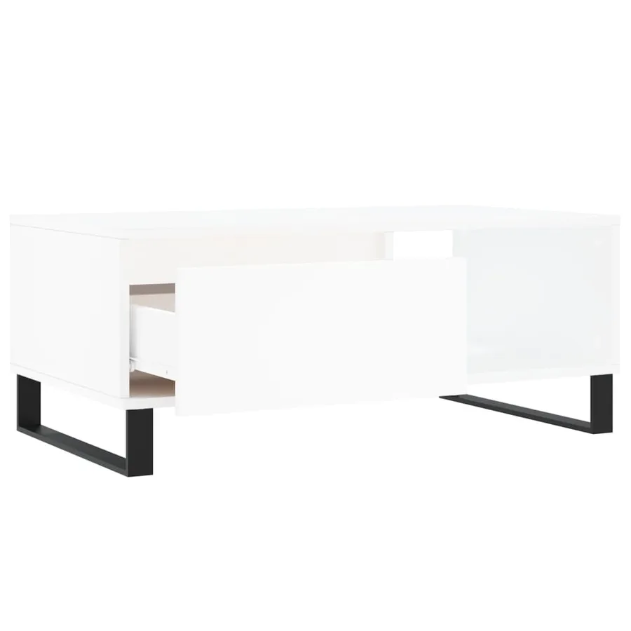 Table basse Blanc 90x50x36,5 cm Bois d'ingénierie - 6