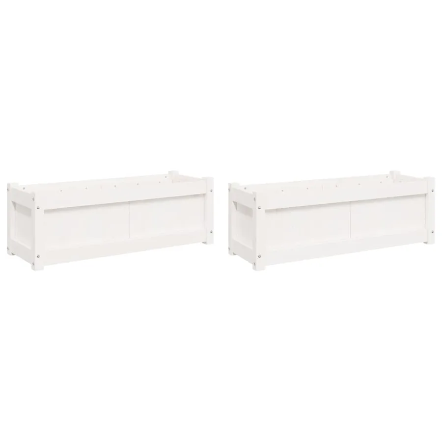 Jardinières 2 pcs blanc bois de pin massif - 2