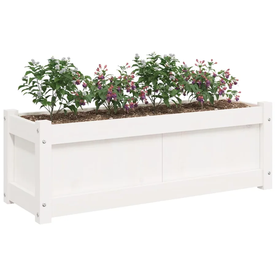 Jardinières 2 pcs blanc bois de pin massif - 4