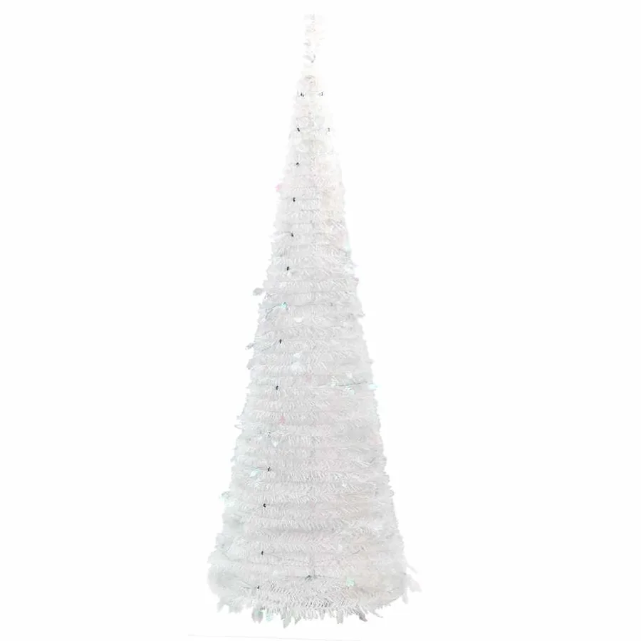 Sapin de Noël artificiel escamotable 100 LED blanc 150 cm - 6