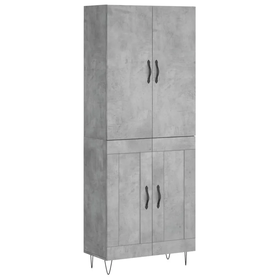 Buffet haut Gris béton 69,5x34x180 cm Bois d'ingénierie - 2