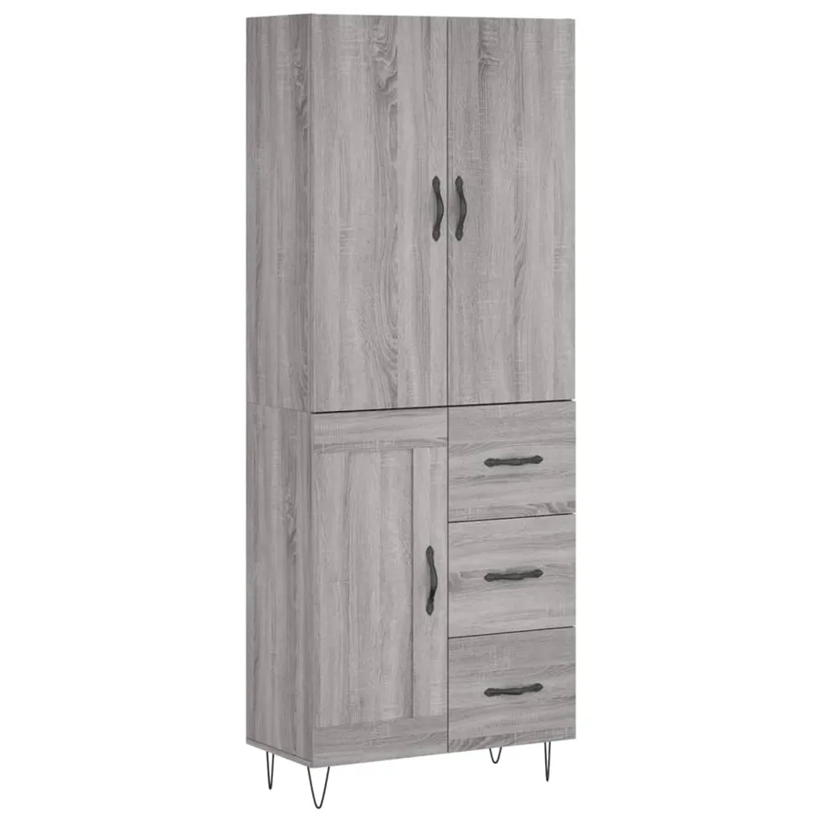 Buffet haut Sonoma gris 69,5x34x180 cm Bois d'ingénierie - 2
