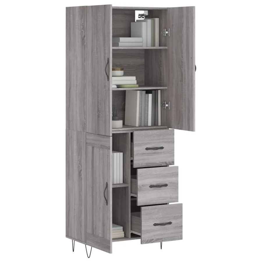 Buffet haut Sonoma gris 69,5x34x180 cm Bois d'ingénierie - 3