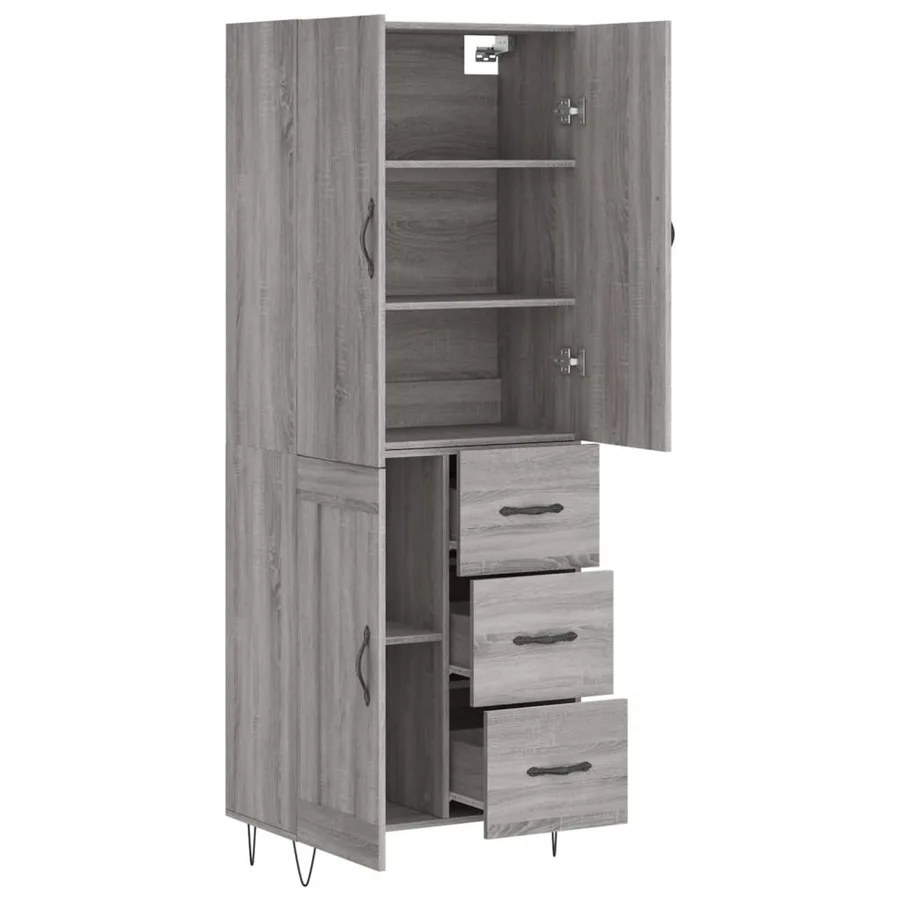 Buffet haut Sonoma gris 69,5x34x180 cm Bois d'ingénierie - 4