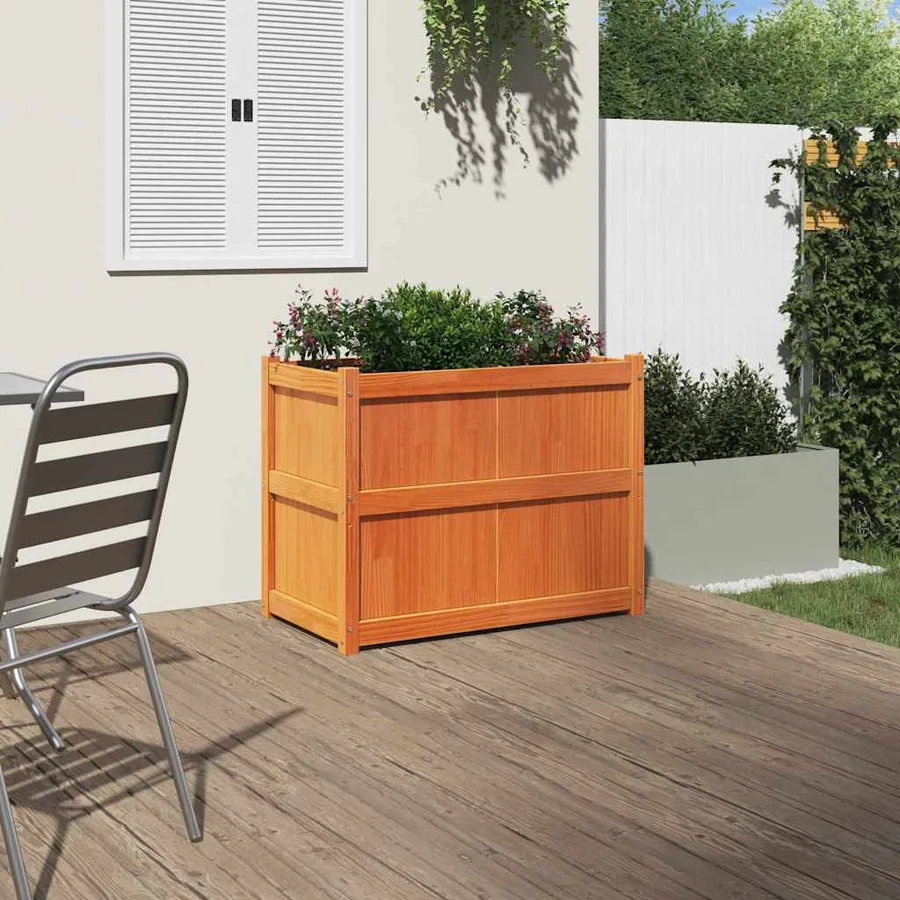 Jardinière cire marron 90x50x70 cm bois de pin massif - 3