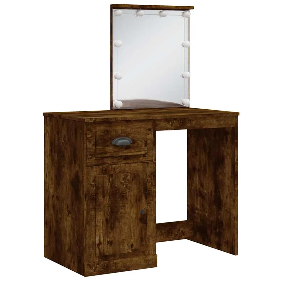 Coiffeuse avec lumières LED chêne fumé 90x42x132,5 cm - 3