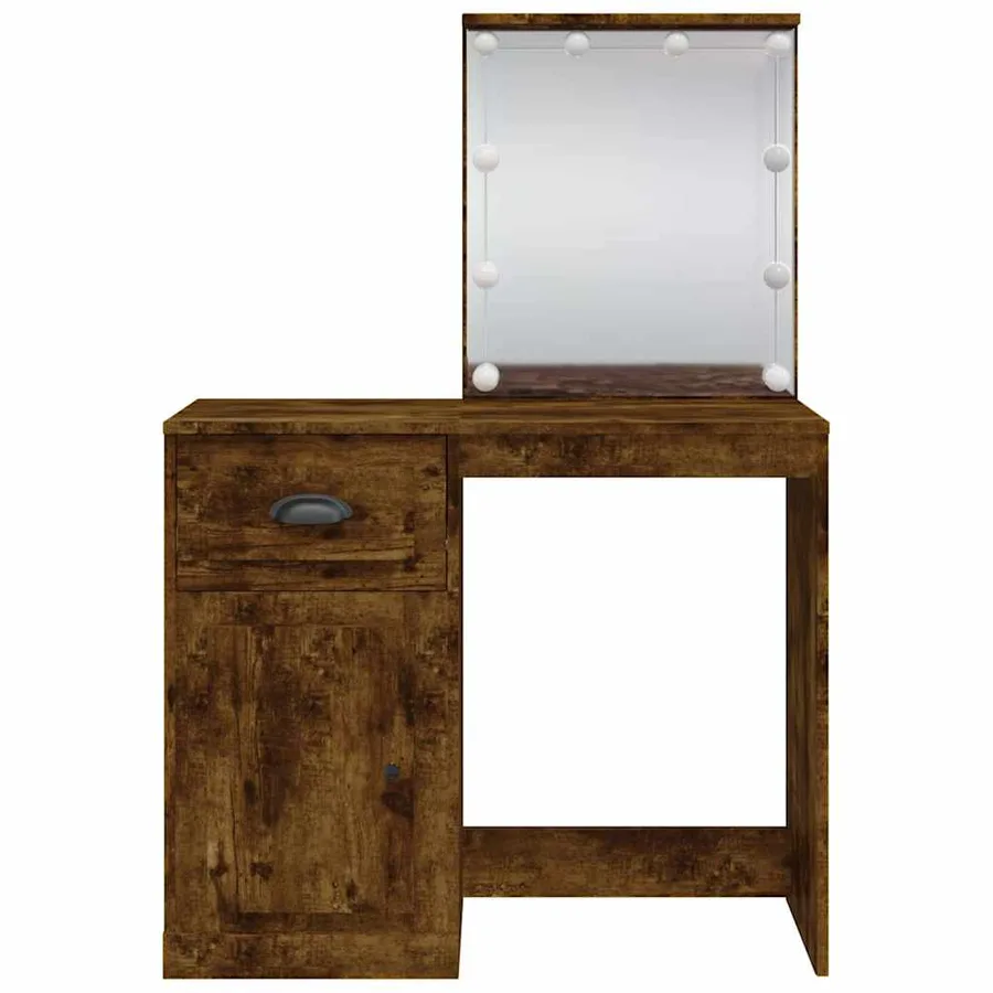 Coiffeuse avec lumières LED chêne fumé 90x42x132,5 cm - 5
