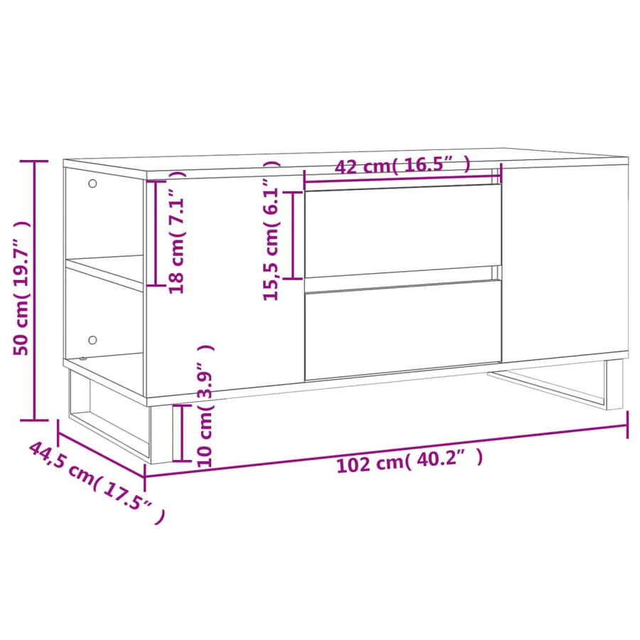 Table basse sonoma gris 102x44,5x50 cm bois d'ingénierie - 11