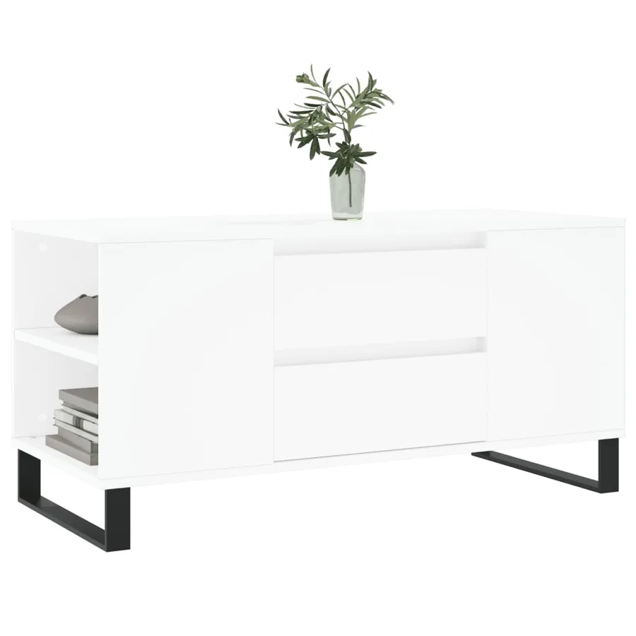 Table basse blanc 102x44,5x50 cm bois d'ingénierie - 3