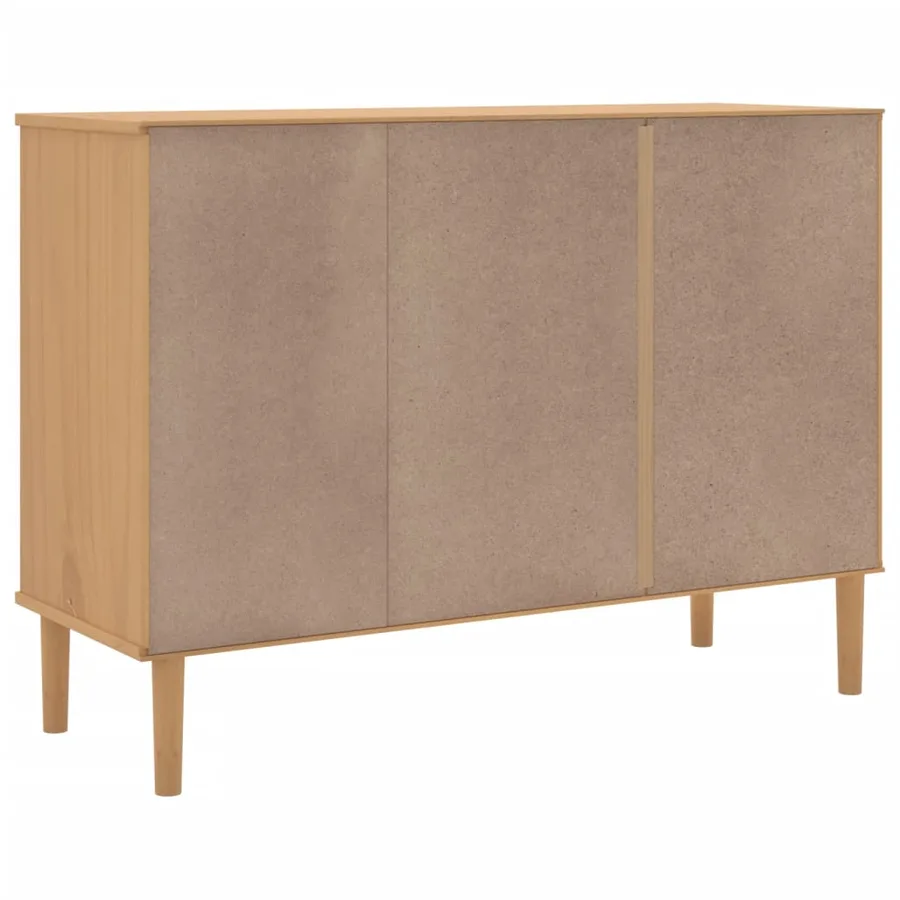 Buffet SENJA aspect rotin marron 112x40x80cm bois massif de pin - 8