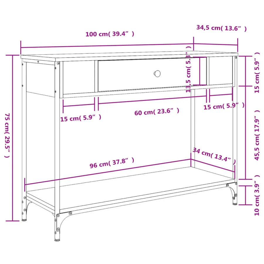 Table console sonoma gris 100x34,5x75 cm bois d'ingénierie - 11