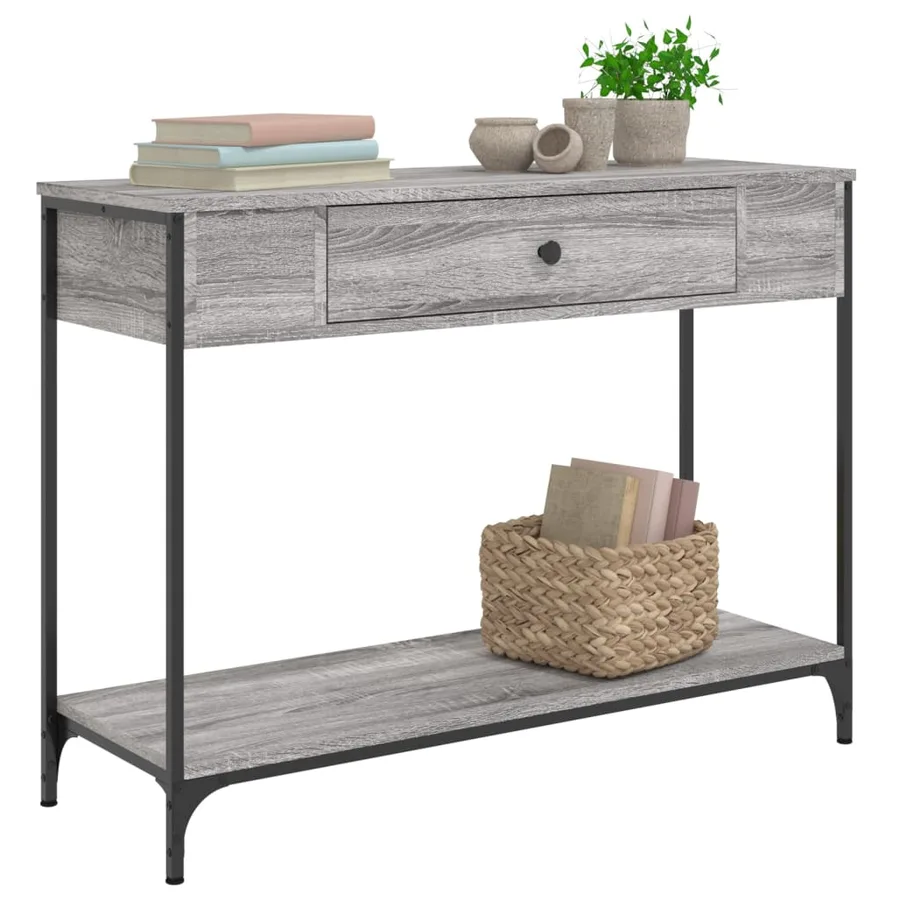 Table console sonoma gris 100x34,5x75 cm bois d'ingénierie - 7