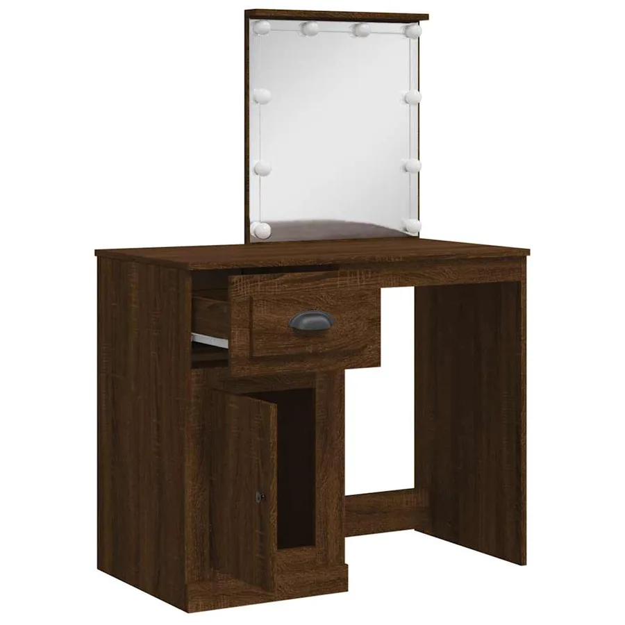 Coiffeuse avec lumières LED chêne marron 90x42x132,5 cm - 4