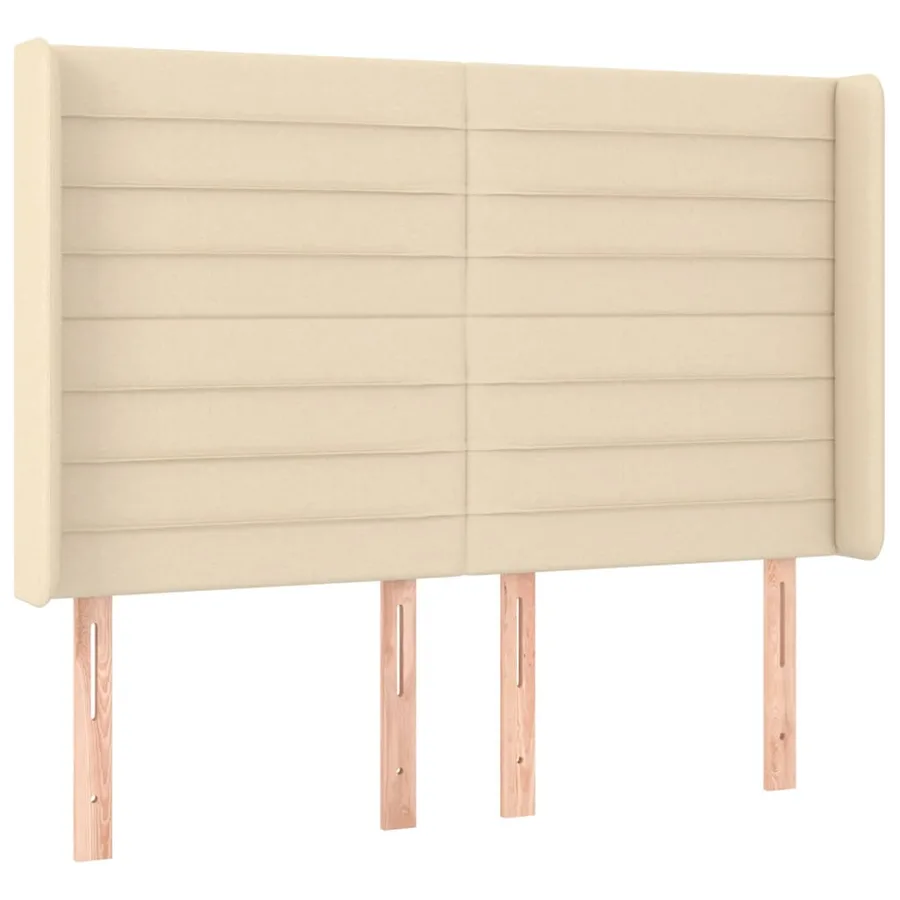 Sommier à lattes de lit matelas et LED Crème 140x190 cm Tissu - 7