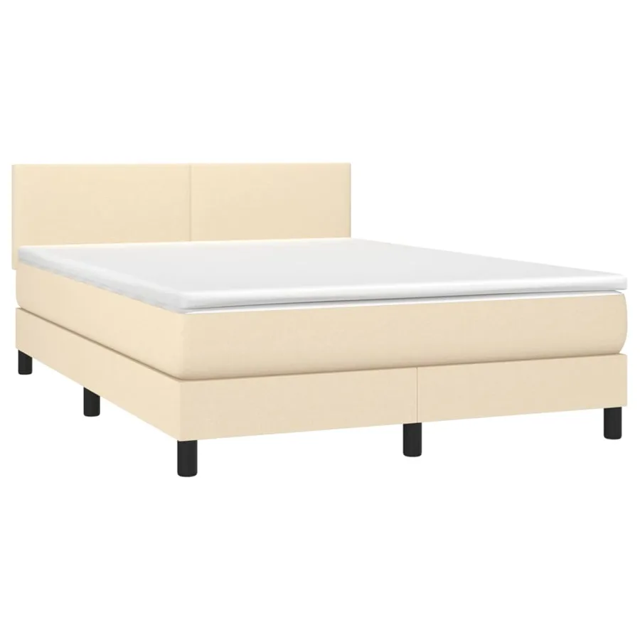 Sommier à lattes de lit avec matelas Crème 140x190 cm Tissu - 3