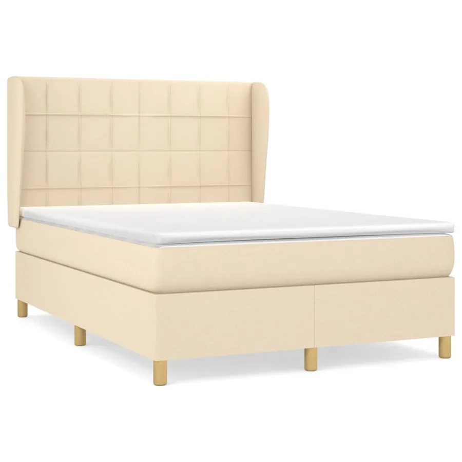 Sommier à lattes de lit avec matelas Crème 140x190 cm Tissu - 2