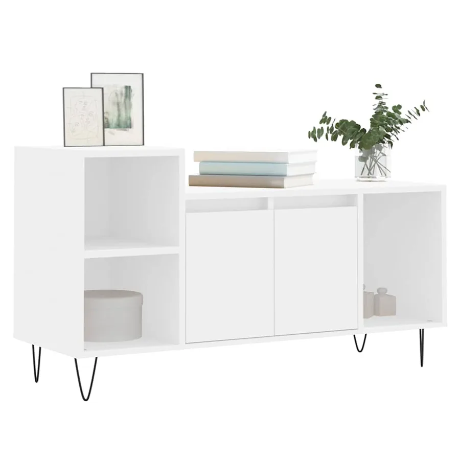 Meuble TV Blanc 100x35x55 cm Bois d'ingénierie - 3