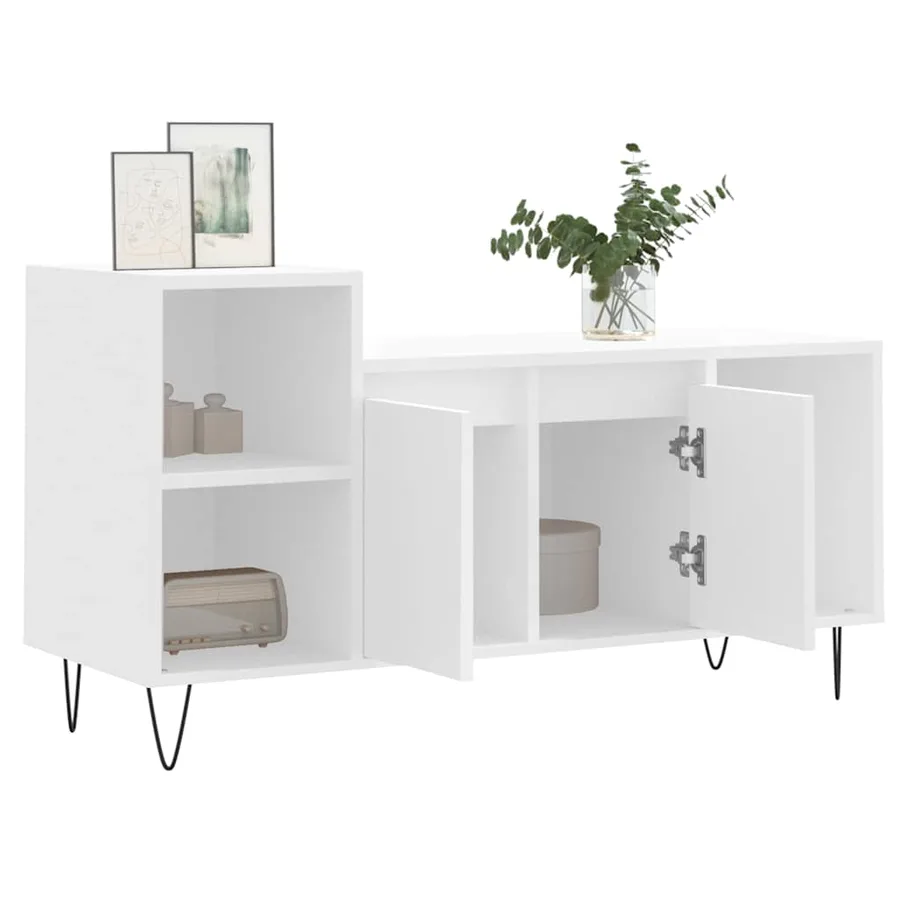 Meuble TV Blanc 100x35x55 cm Bois d'ingénierie - 4