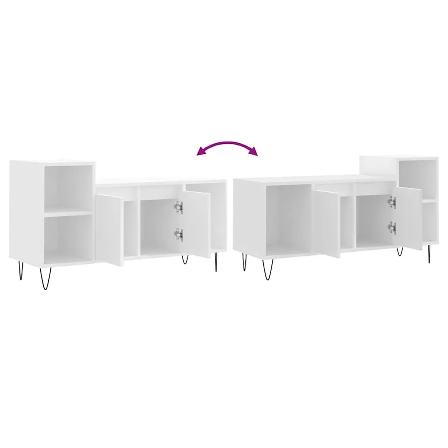 Meuble TV Blanc 100x35x55 cm Bois d'ingénierie - 9