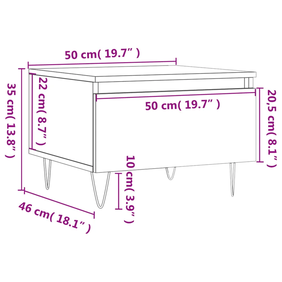 Tables basses 2 pcs blanc 50x46x35 cm bois d'ingénierie - 12