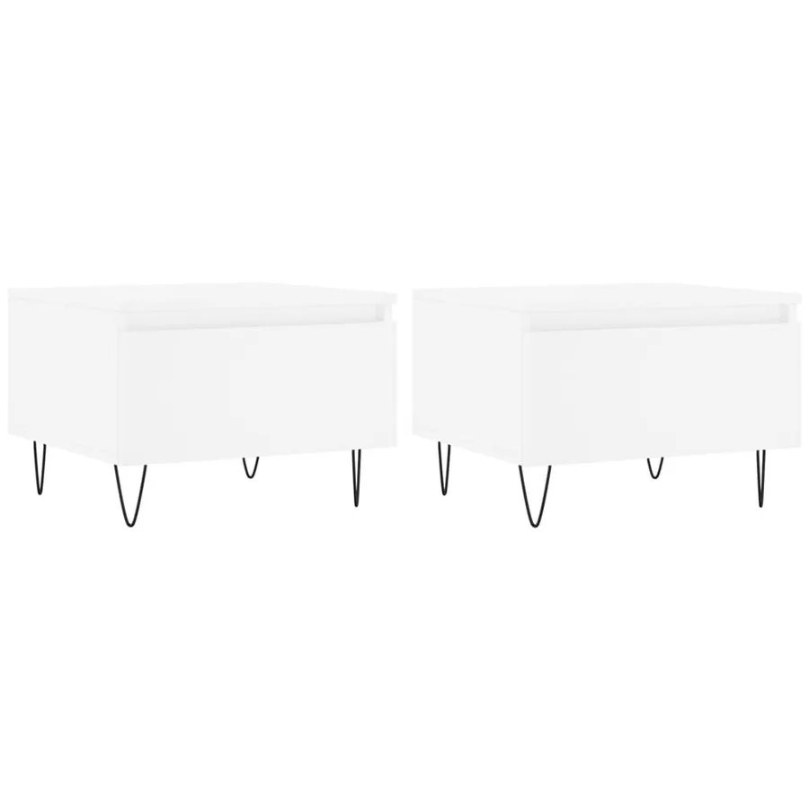 Tables basses 2 pcs blanc 50x46x35 cm bois d'ingénierie - 2