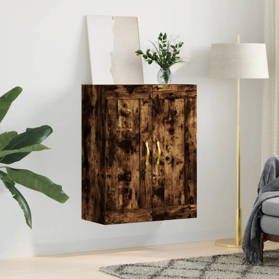 Armoire murale chêne fumé 69,5x34x90 cm bois d'ingénierie - 3