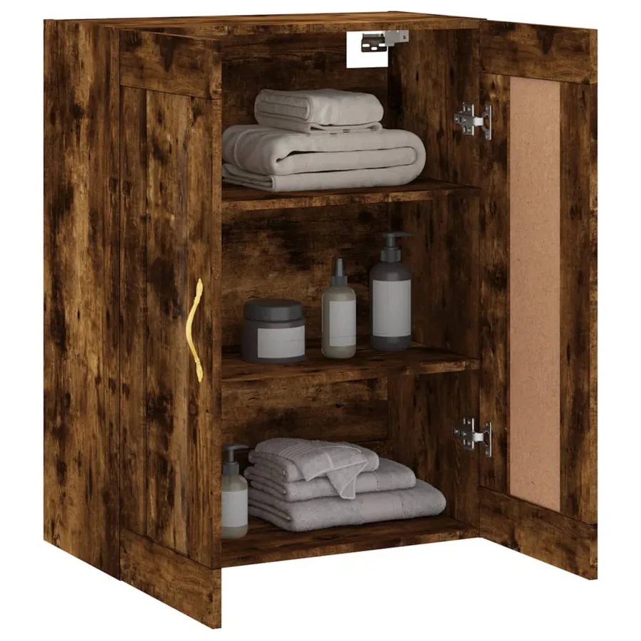 Armoire murale chêne fumé 69,5x34x90 cm bois d'ingénierie - 5