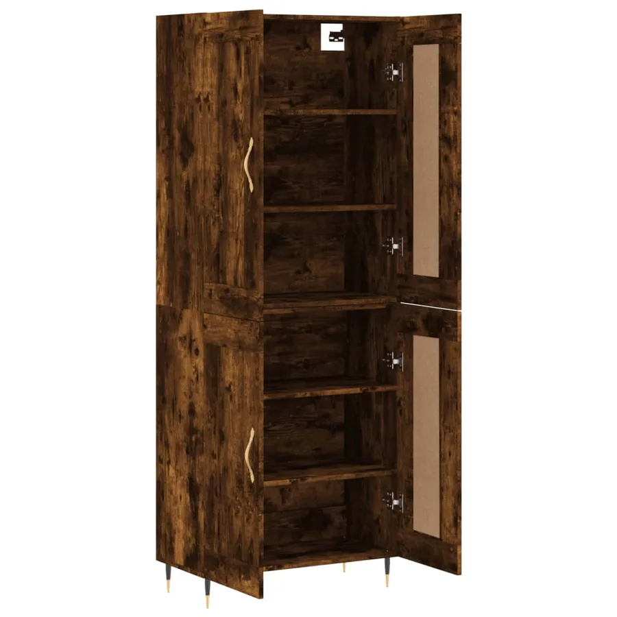 Buffet haut Chêne fumé 69,5x34x180 cm Bois d'ingénierie - 3