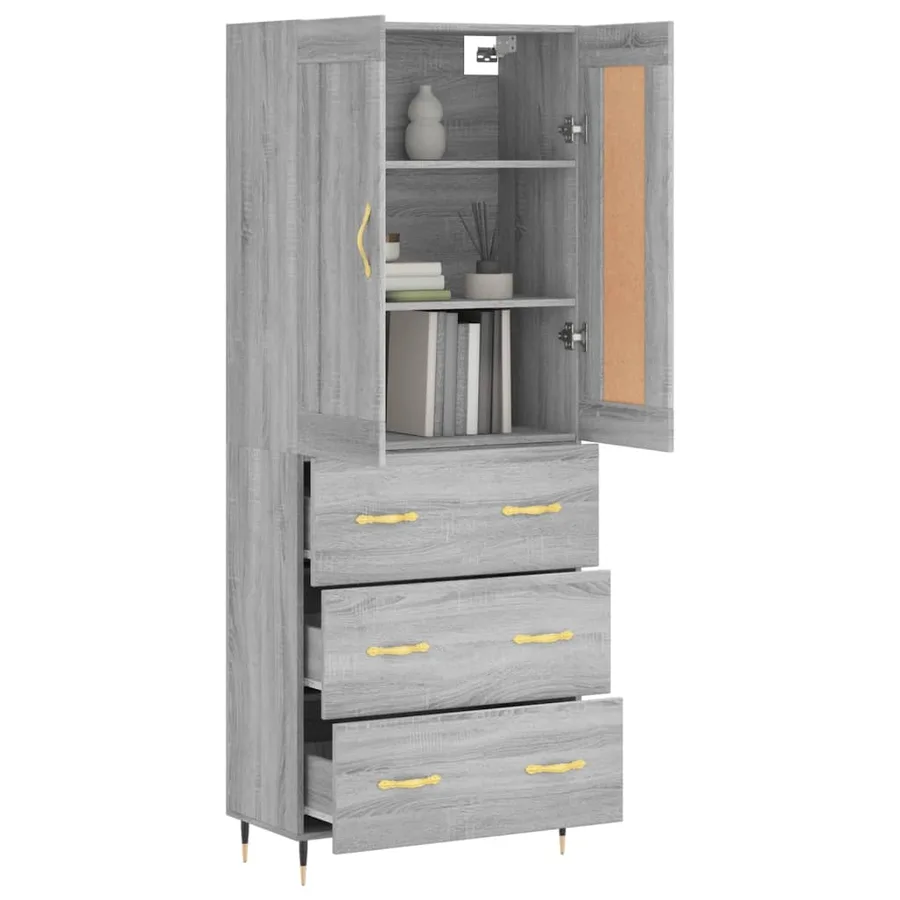 Buffet haut Sonoma gris 69,5x34x180 cm Bois d'ingénierie - 12
