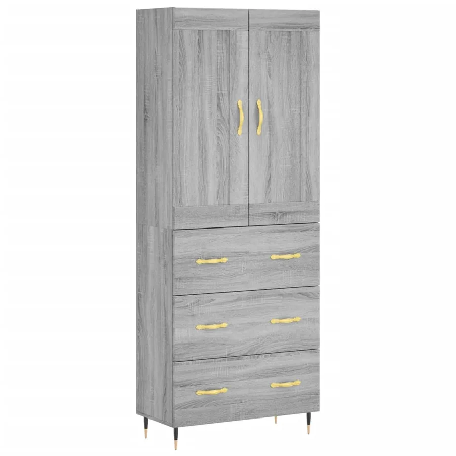 Buffet haut Sonoma gris 69,5x34x180 cm Bois d'ingénierie - 2