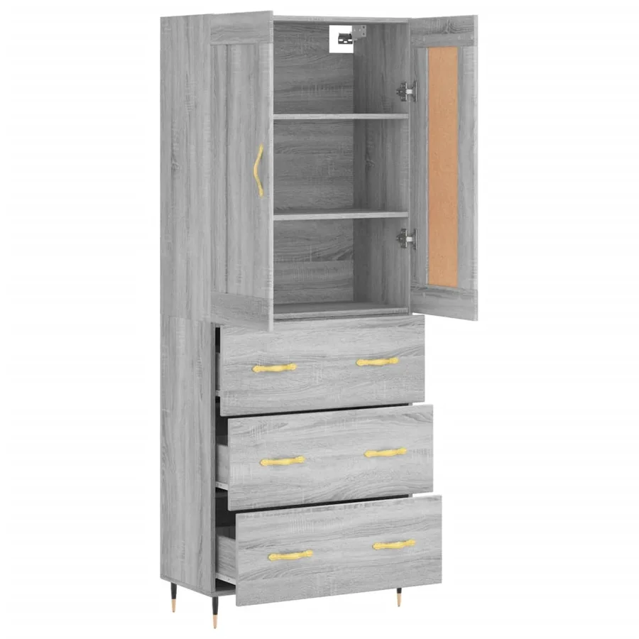 Buffet haut Sonoma gris 69,5x34x180 cm Bois d'ingénierie - 3